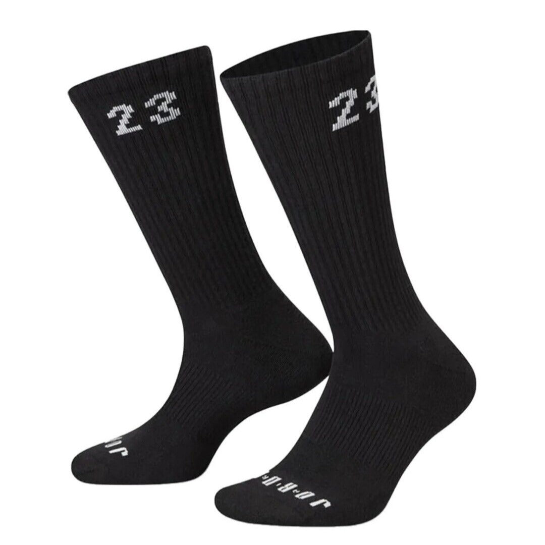 Nike Jordan Essential Crew 3 Pack Men Socks Black DA5718 010 Dri-Fit Sz L8-12