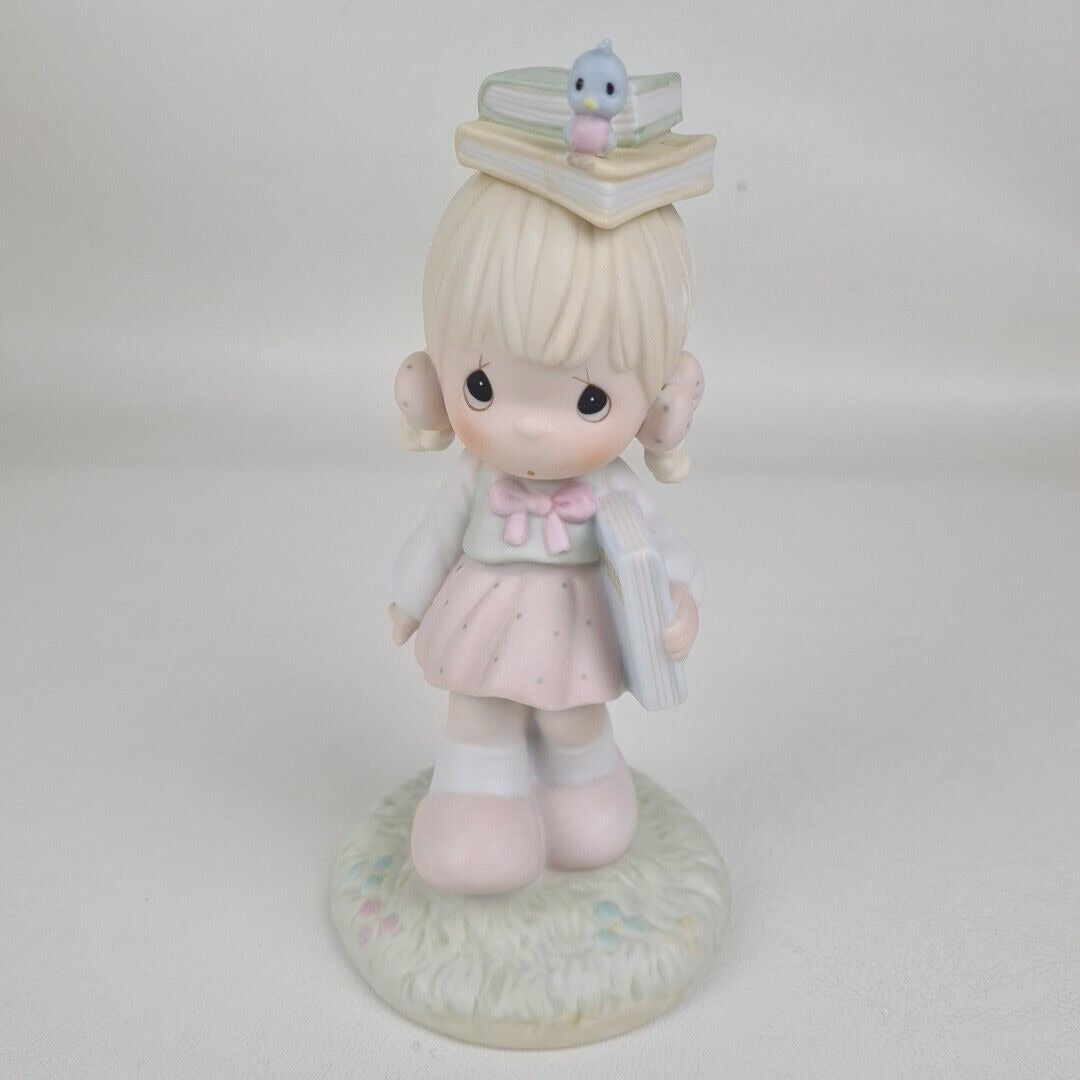 Precious Moments 110086 September Girl With Book Porcelain Figurine Vintage