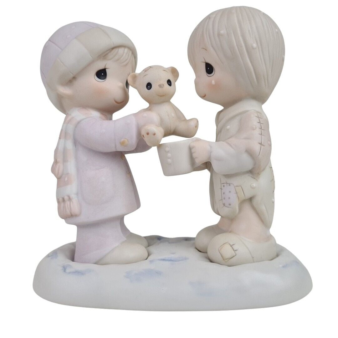 Precious Moments E-0504 Christmas Is For Sharing Porcelain Figurine Vintage