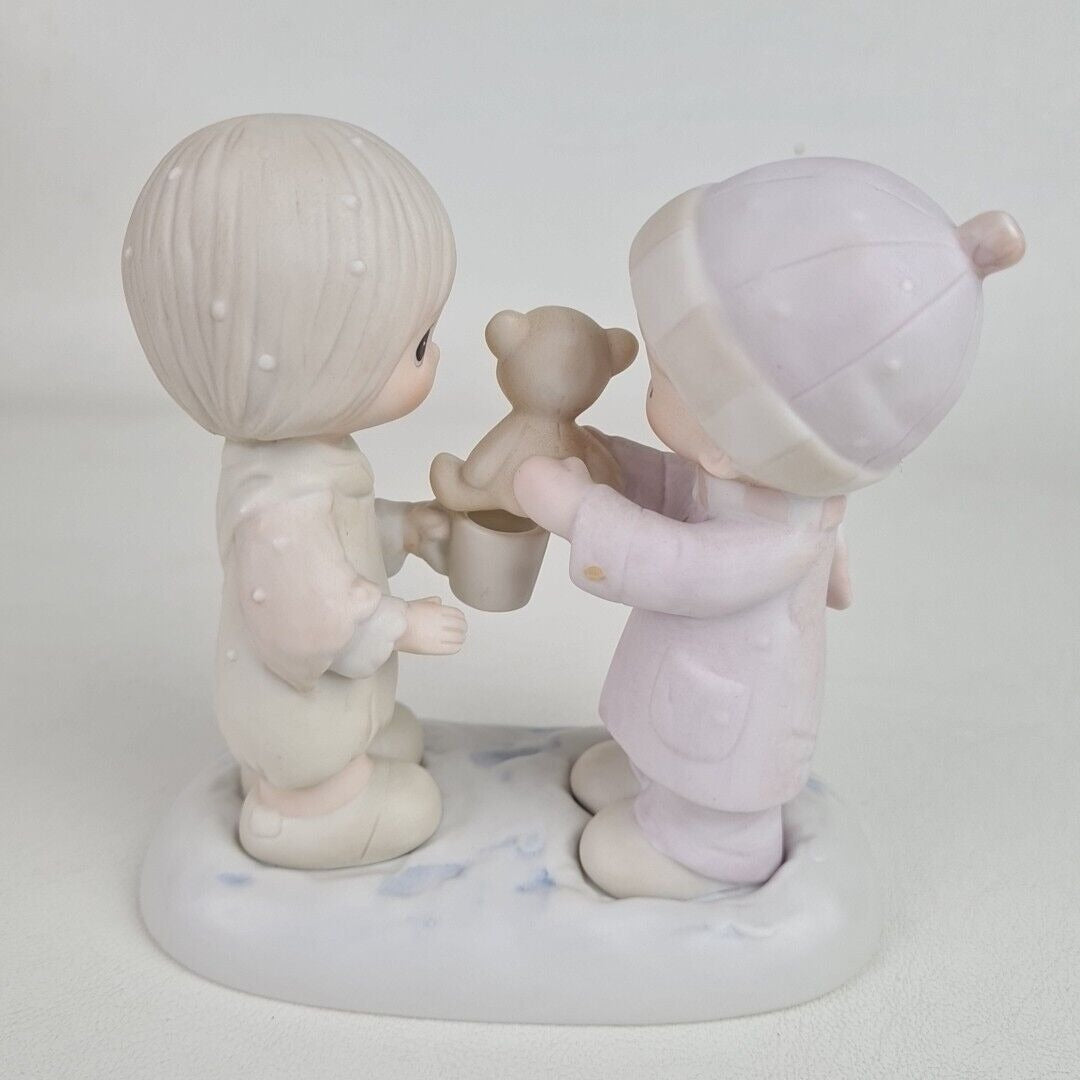 Precious Moments E-0504 Christmas Is For Sharing Porcelain Figurine Vintage