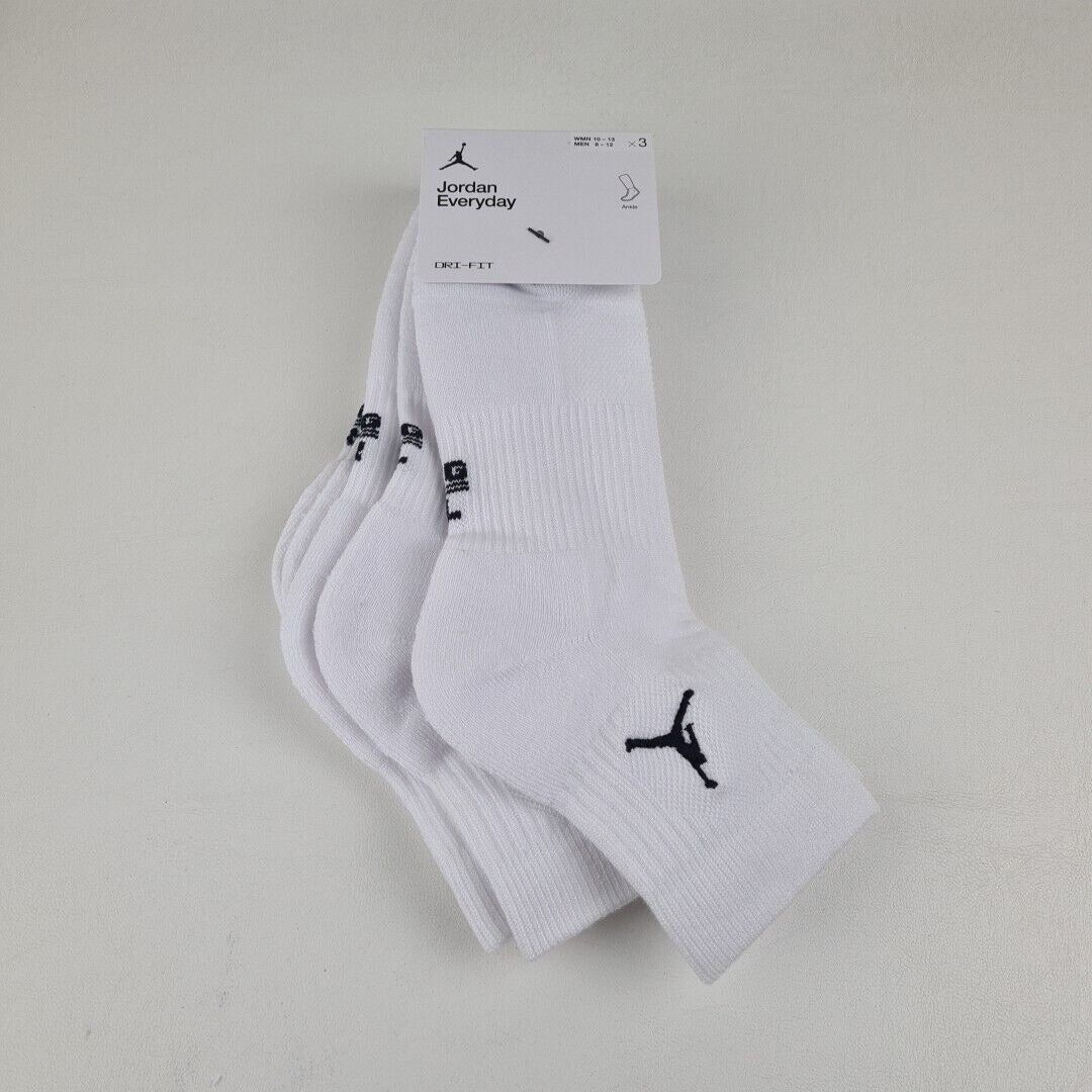 Nike Jordan Everyday Ankle Socks Men 3 Pairs White Sportswear DX9655 100 SZ L