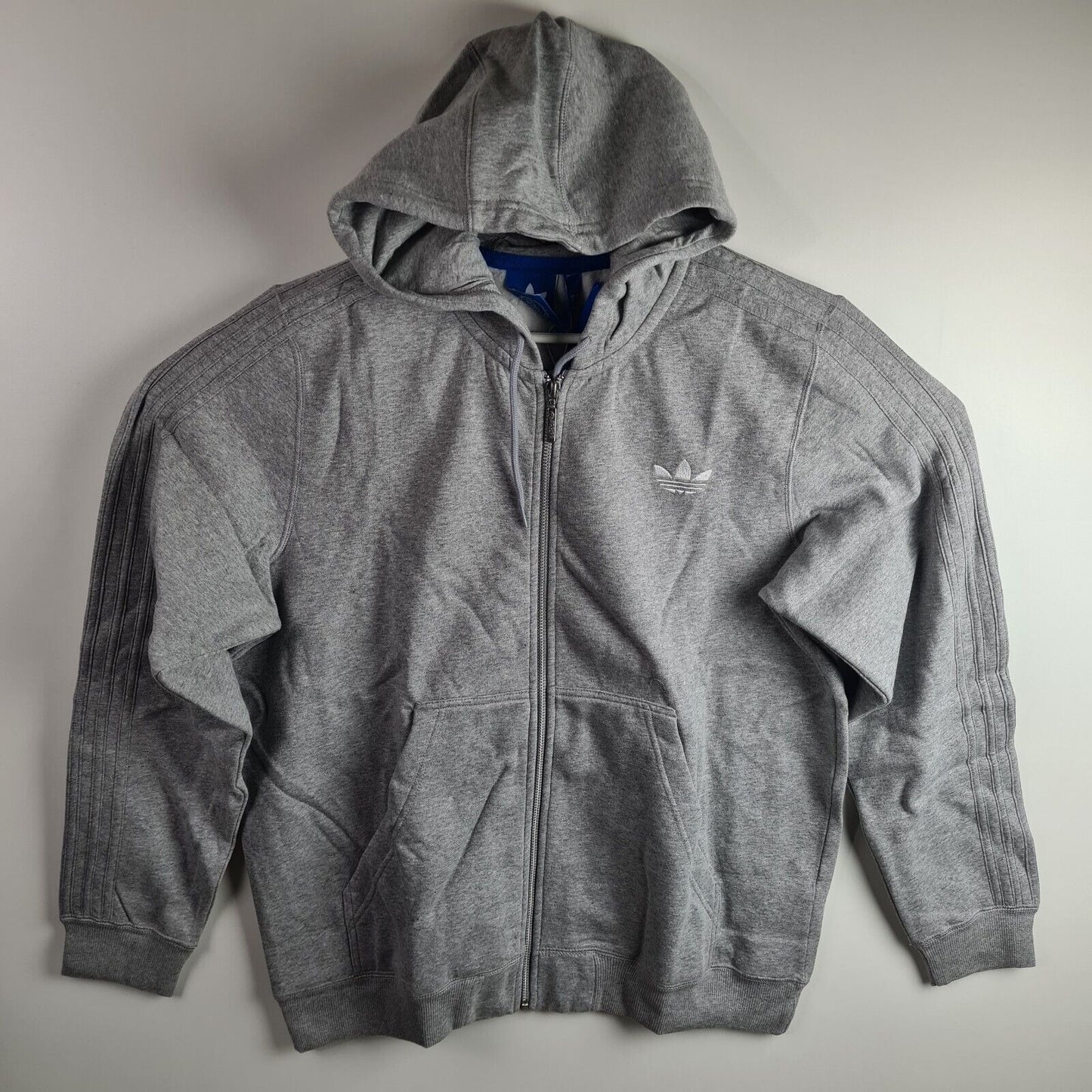 Adidas D84090 Trefoil SPO Hooded FLOC Fleece Sweatshirt Grey Men Size M