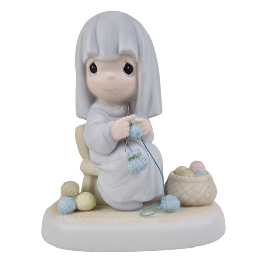 Precious Moments 12343 Jesus Is Coming Soon Knitting Religous Figurine Vintage