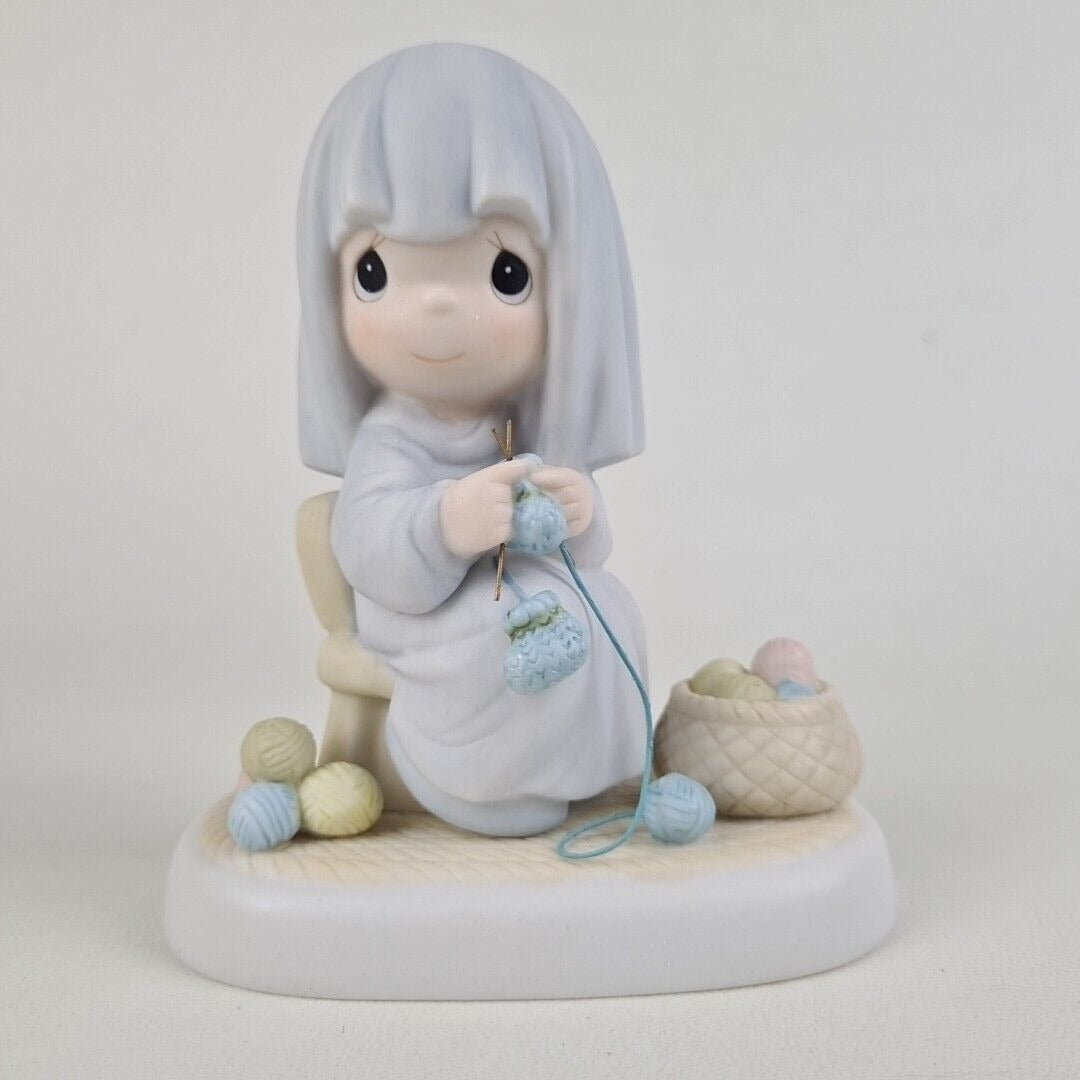 Precious Moments 12343 Jesus Is Coming Soon Knitting Religous Figurine Vintage