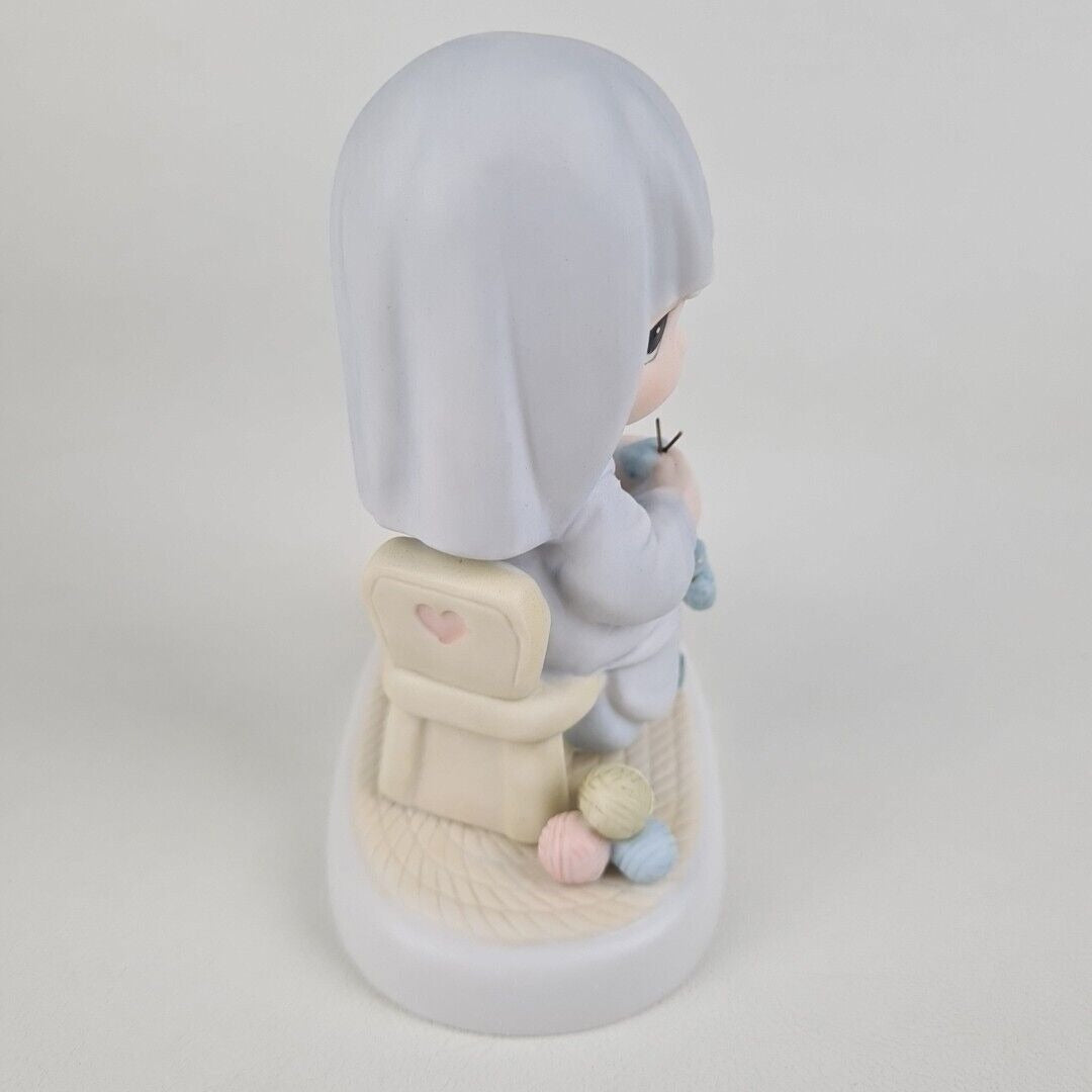 Precious Moments 12343 Jesus Is Coming Soon Knitting Religous Figurine Vintage