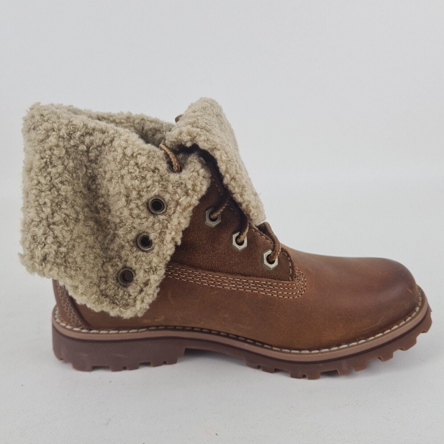 Timberland Shearling Boots TB050819  Waterproof Brown Leather Toddler Size 6