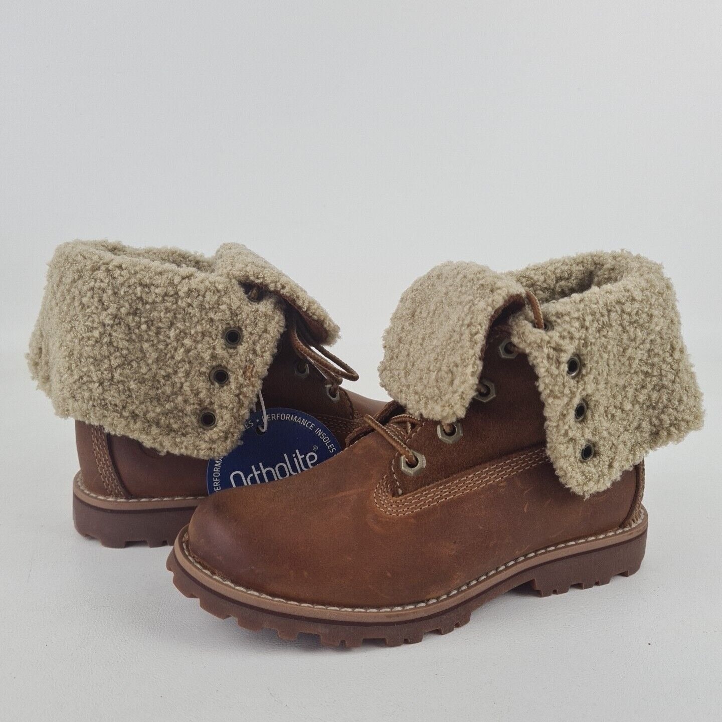 Timberland Shearling Boots TB050819  Waterproof Brown Leather Toddler Size 6