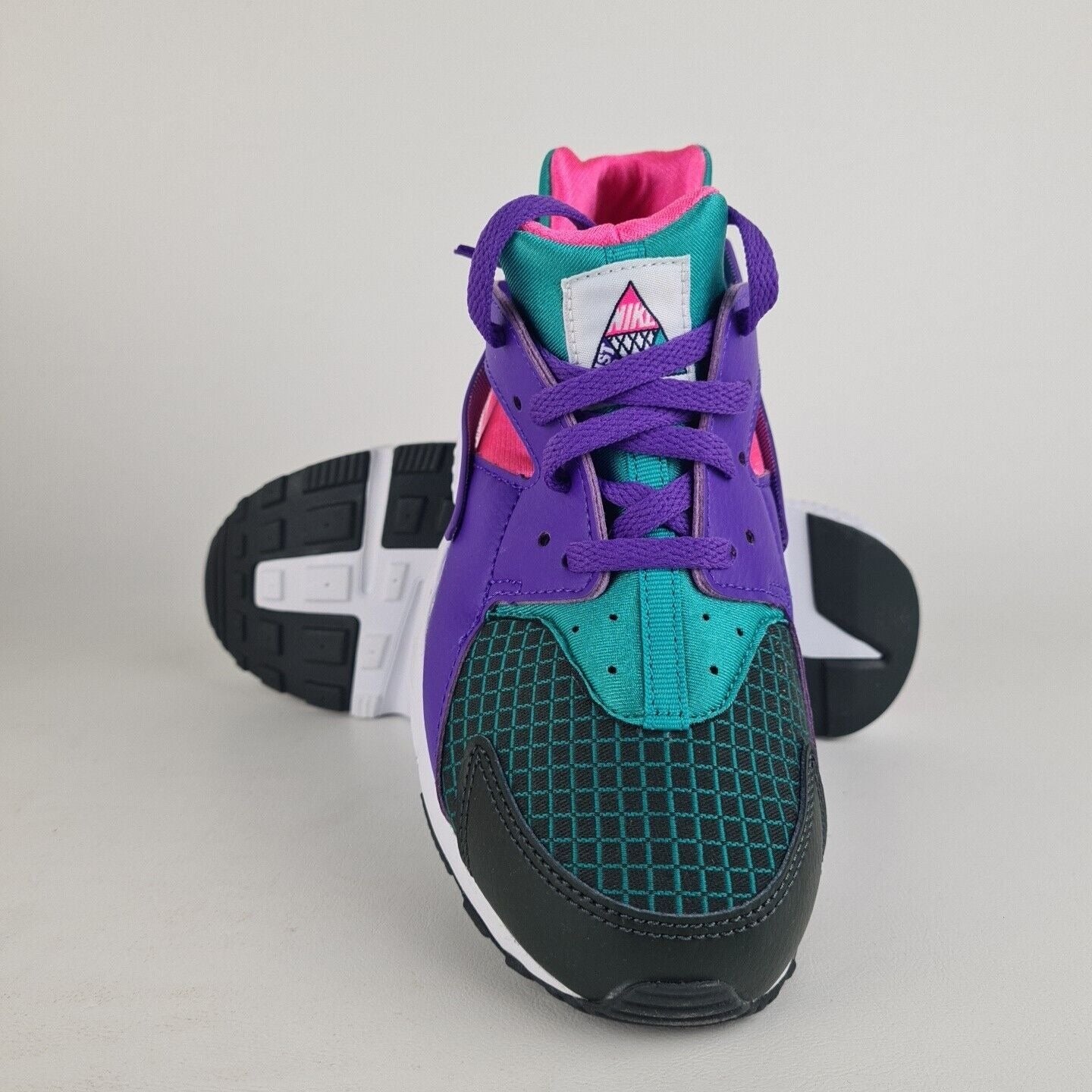 Nike Huarache Run Now Green Purple Sneaker KIDS Shoe BQ7096 300 SZ 5Y=6.5 Womens