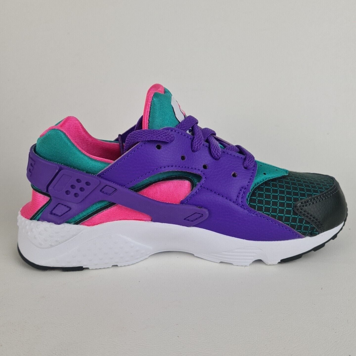 Nike Huarache Run Now Green Purple Sneaker KIDS Shoe BQ7096 300 SZ 5Y=6.5 Womens