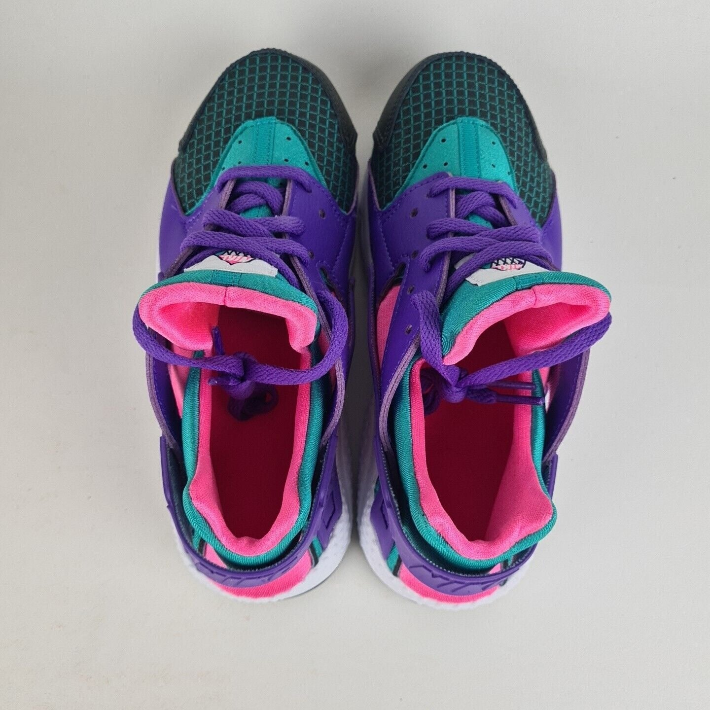 Nike Huarache Run Now Green Purple Sneaker KIDS Shoe BQ7096 300 SZ 5Y=6.5 Womens