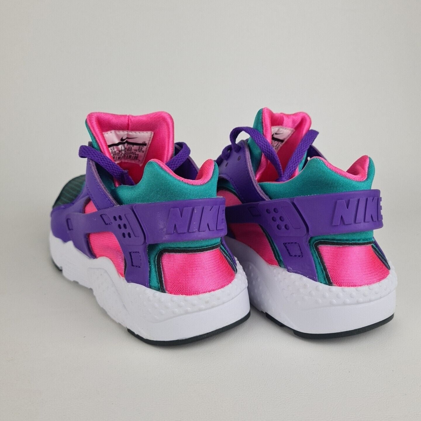 Nike Huarache Run Now Green Purple Sneaker KIDS Shoe BQ7096 300 SZ 5Y=6.5 Womens