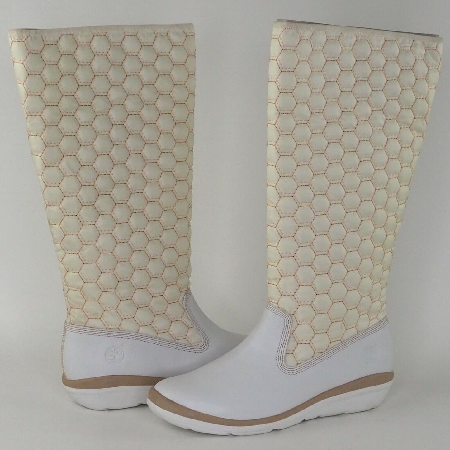 Timberland Kickadillaquilt Womens Boots White Leather 14In Vintage 84377 Sz 9