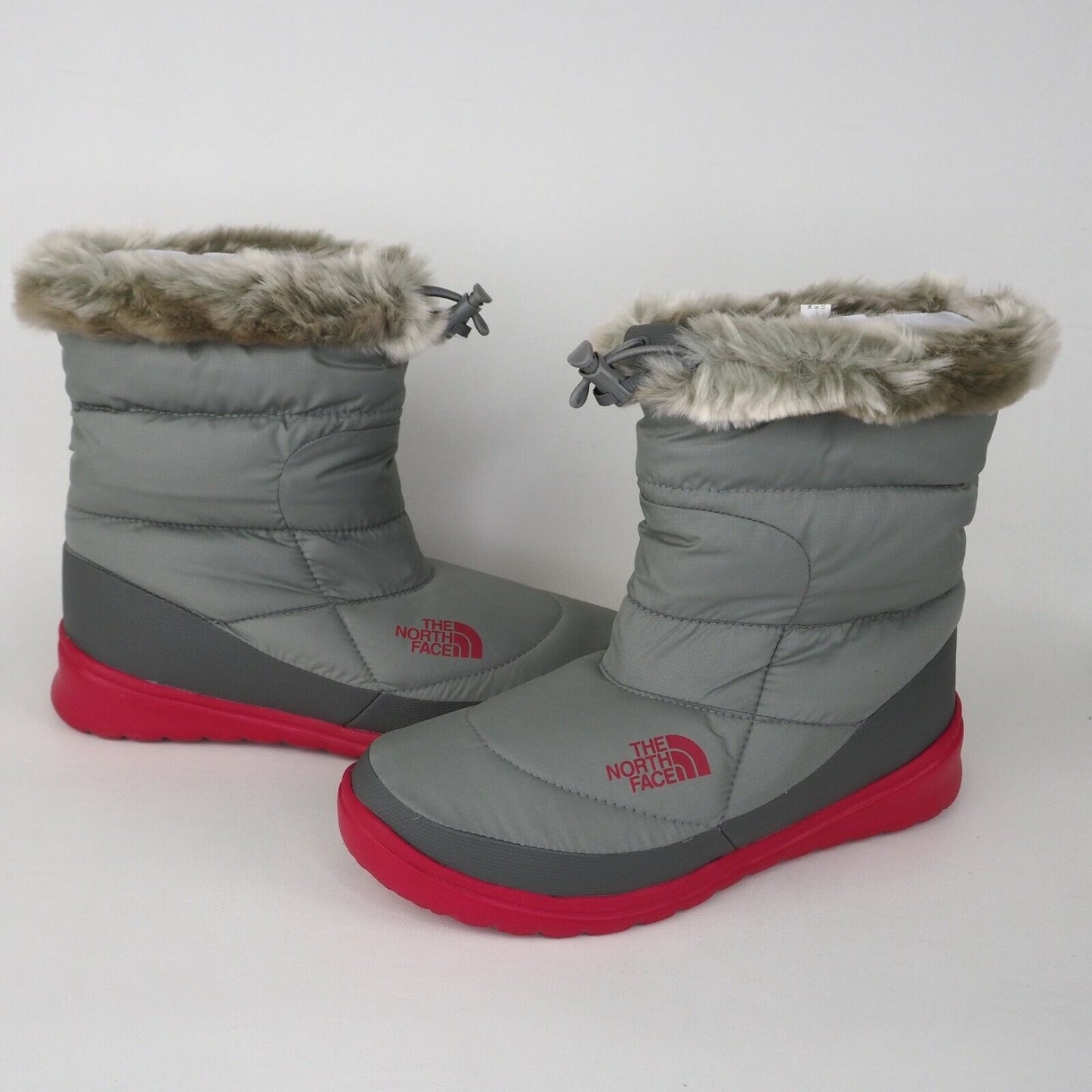 The North Face Nuptse Faux Fur IV Womens Bootie Grey Winter Waterproof Size 10