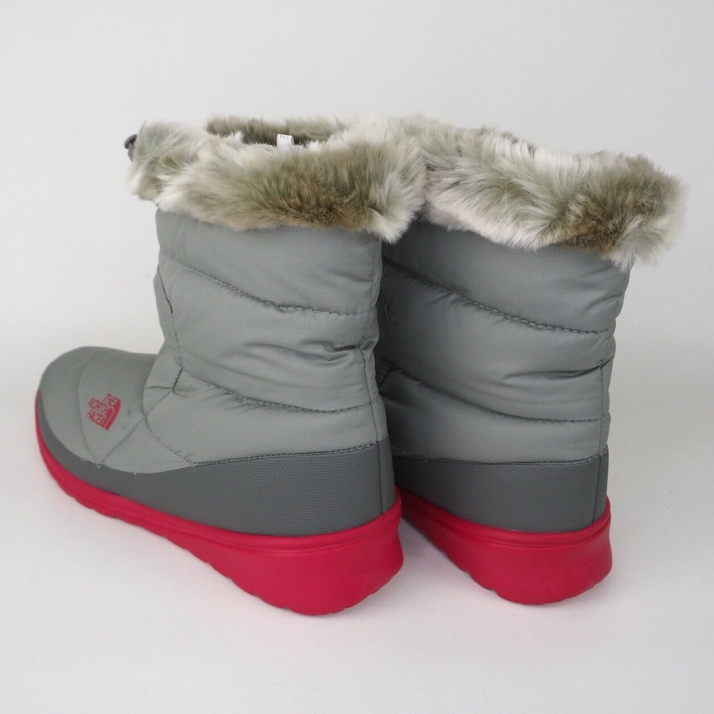 The North Face Nuptse Faux Fur IV Womens Bootie Grey Winter Waterproof Size 10