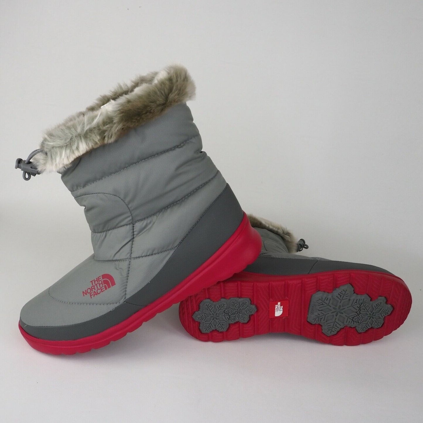 The North Face Nuptse Faux Fur IV Womens Bootie Grey Winter Waterproof Size 10