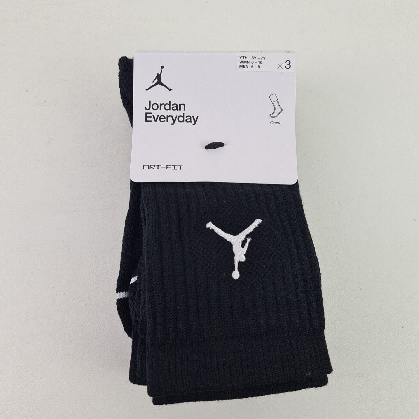 🚨 Nike Jordan Everyday Crew Socks Mens 3 Pairs Black DX9632 010 Sportswear SZ M