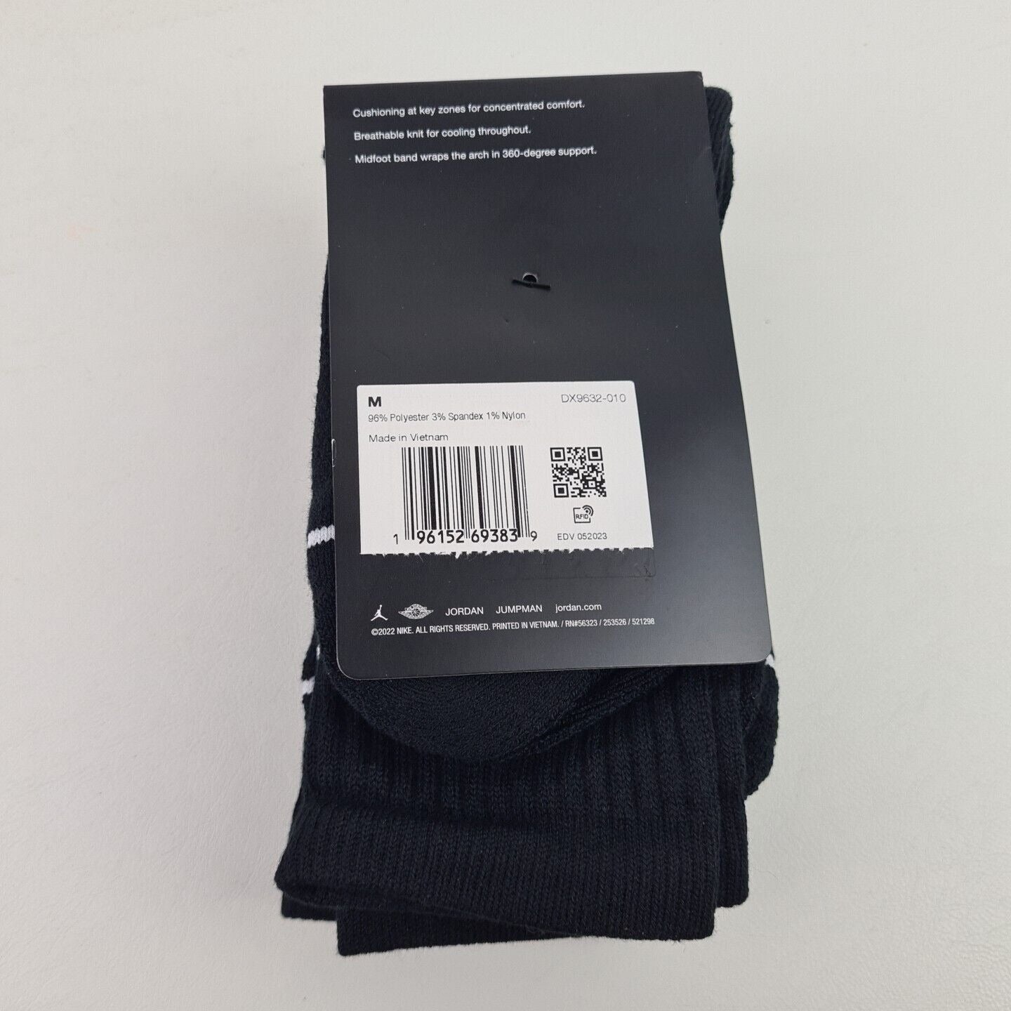 🚨 Nike Jordan Everyday Crew Socks Mens 3 Pairs Black DX9632 010 Sportswear SZ M