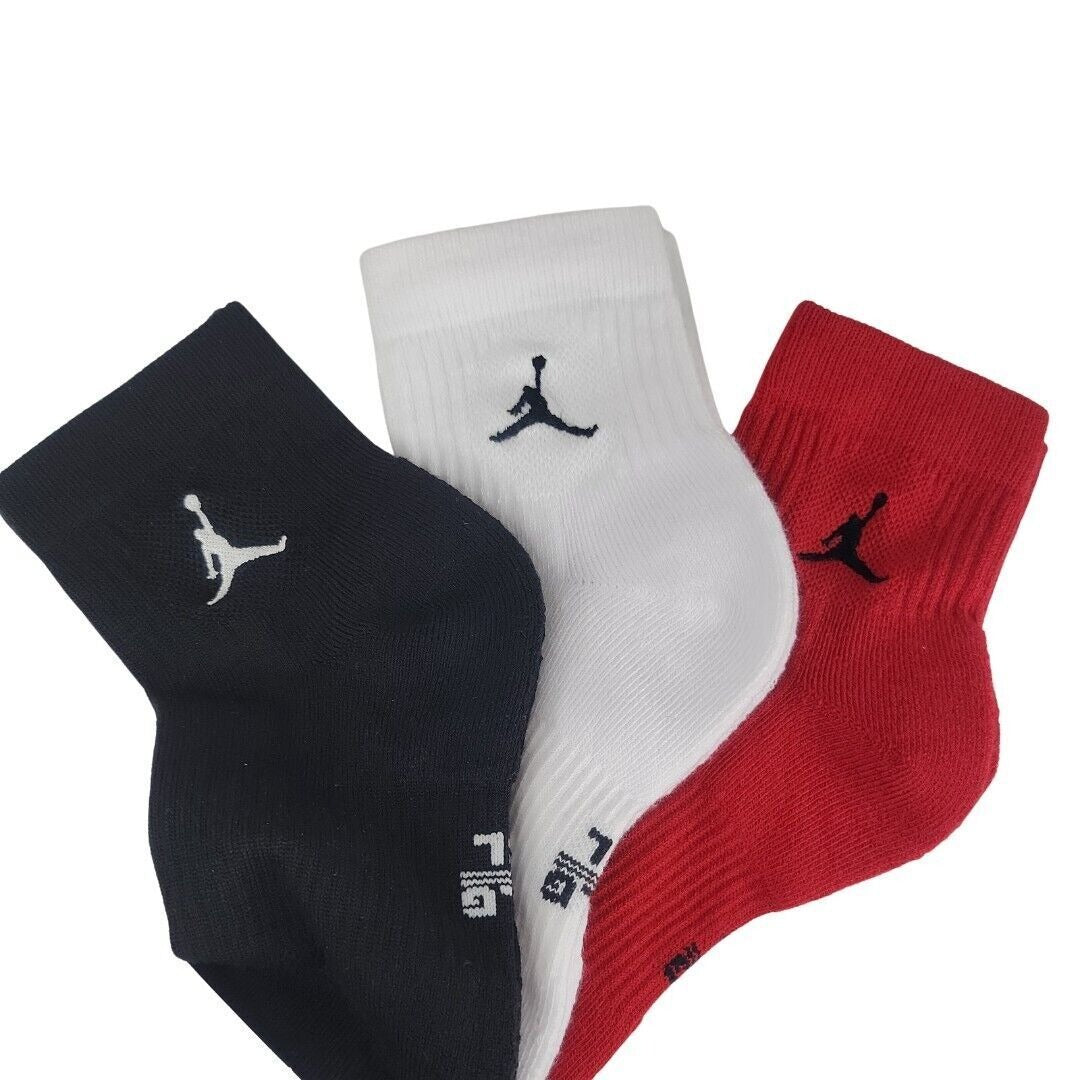 🚨 Nike Jordan Everyday Ankle 3 Pack Socks DX9655 902 Dri-Fit Blck Wht SZ M 6-8