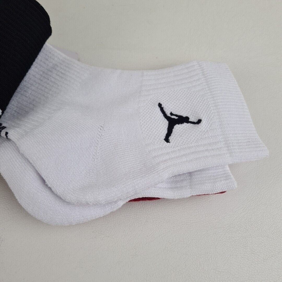 🚨 Nike Jordan Everyday Ankle 3 Pack Socks DX9655 902 Dri-Fit Blck Wht SZ M 6-8