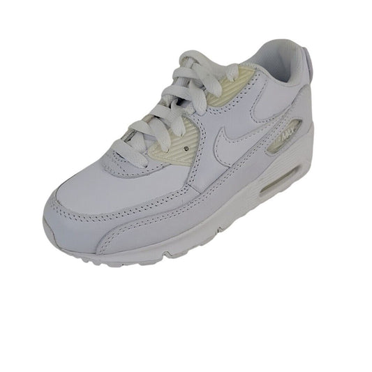 Nike Air Max 90 Pre School 307794 111 Unisex Shoes Leather White Vintage Size 13