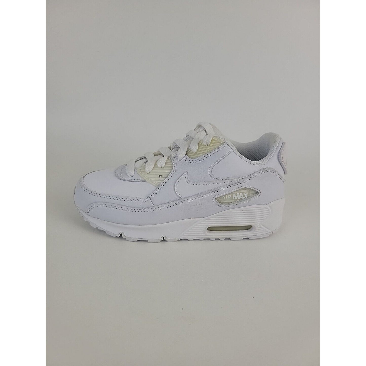 Nike Air Max 90 Pre School 307794 111 Unisex Shoes Leather White Vintage Size 13