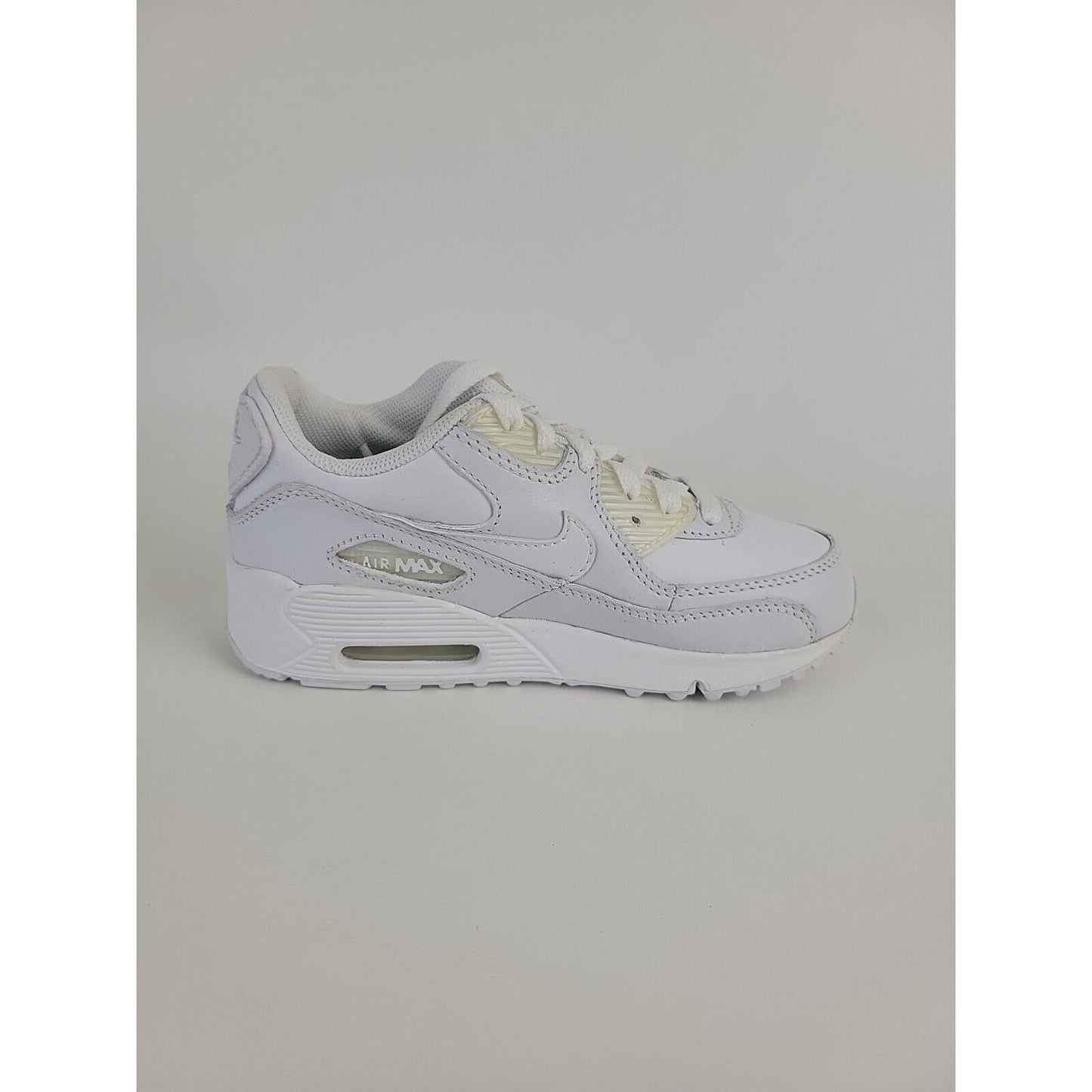 Nike Air Max 90 Pre School 307794 111 Unisex Shoes Leather White Vintage Size 13