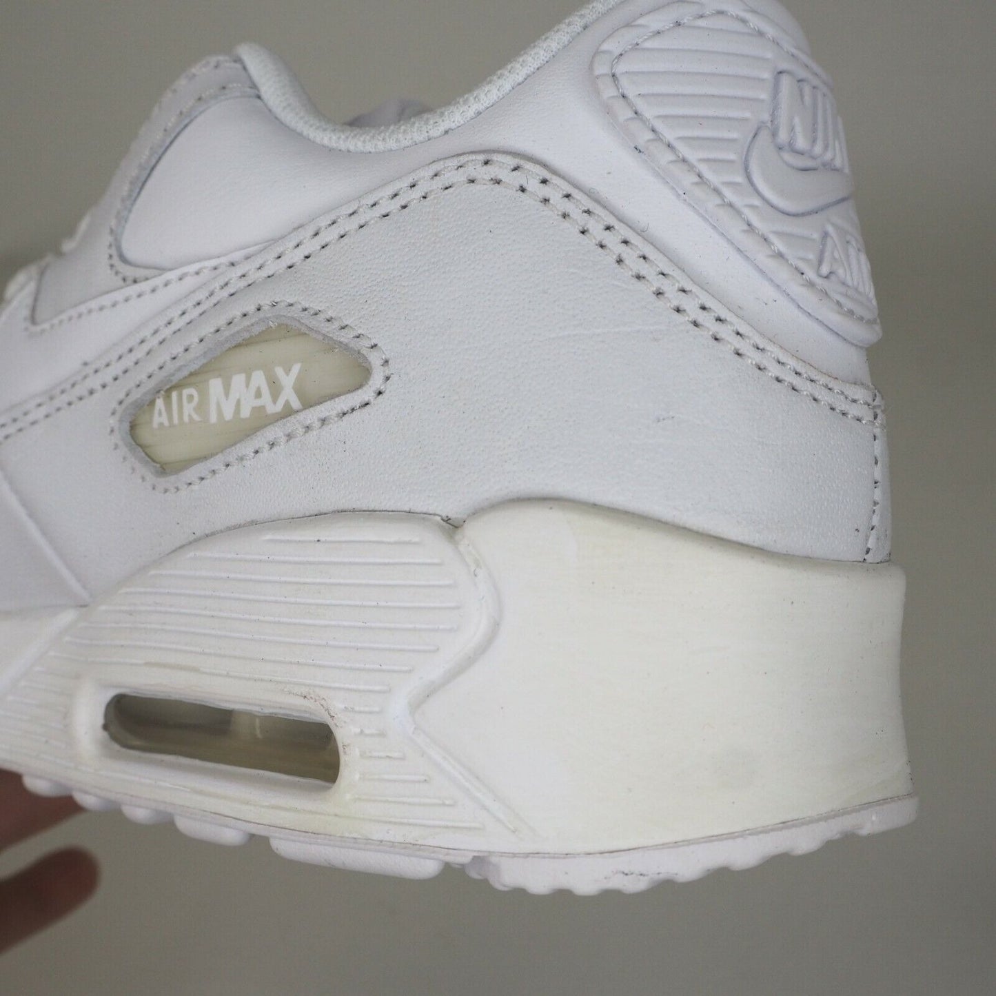 Nike Air Max 90 Pre School 307794 111 Unisex Shoes Leather White Vintage Size 13