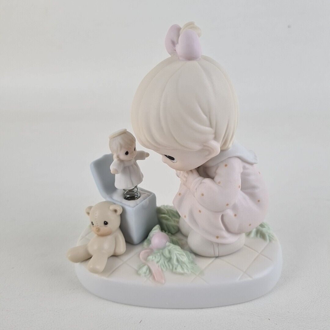 Precious Moments 523755 Just Poppin' In To Say Halo! Porcelain Figurine Vintage