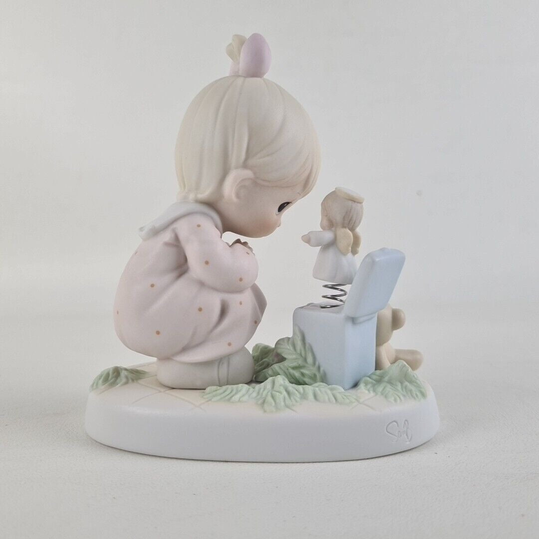 Precious Moments 523755 Just Poppin' In To Say Halo! Porcelain Figurine Vintage