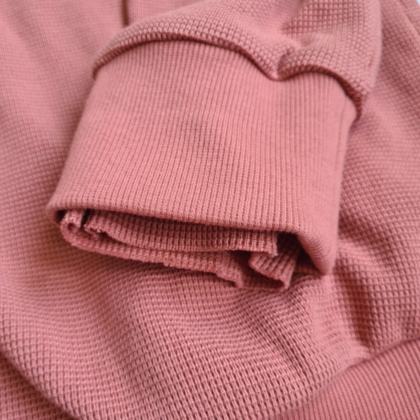 Adidas Sweatshirt Wmn Dusty Pink Longline Waffle Knit Heavyweight 3 Stripe SZ M