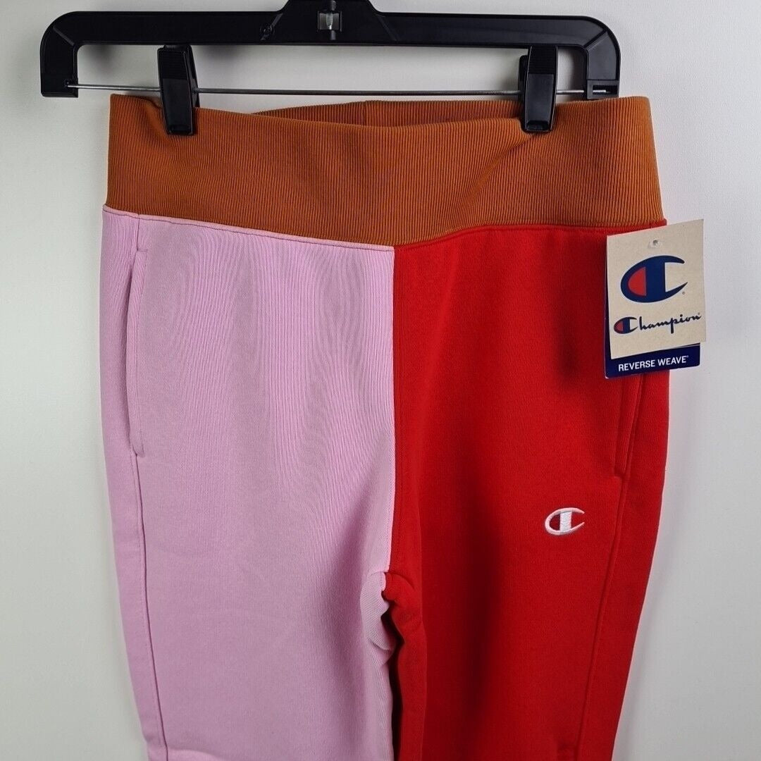 Champion ML0777551114 Women Reverse Weave Joggers Fleece Pink Red Rare Size L