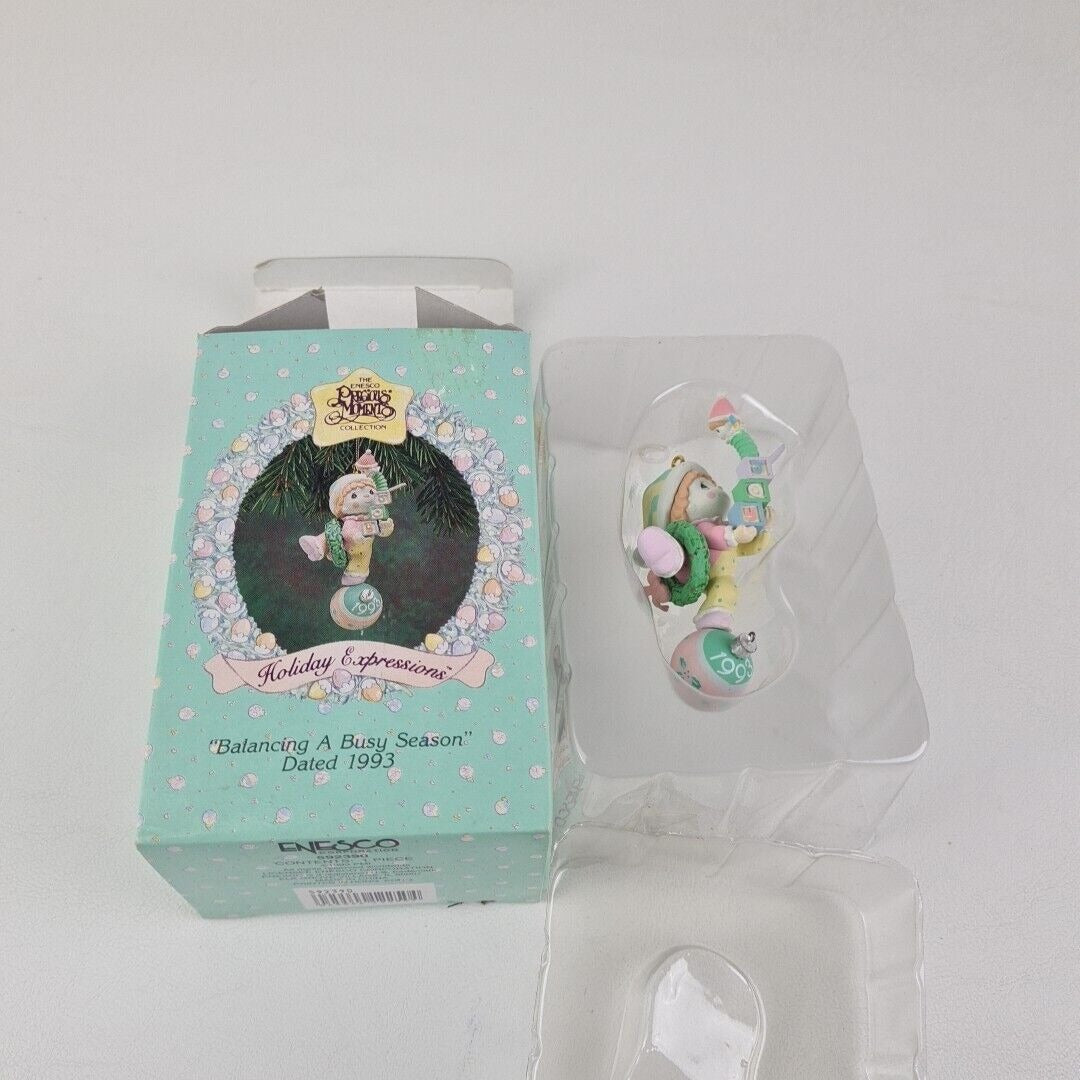 Precious Moments 592390 Balancing A Busy Season Clown Cristmas Ornament Vntg