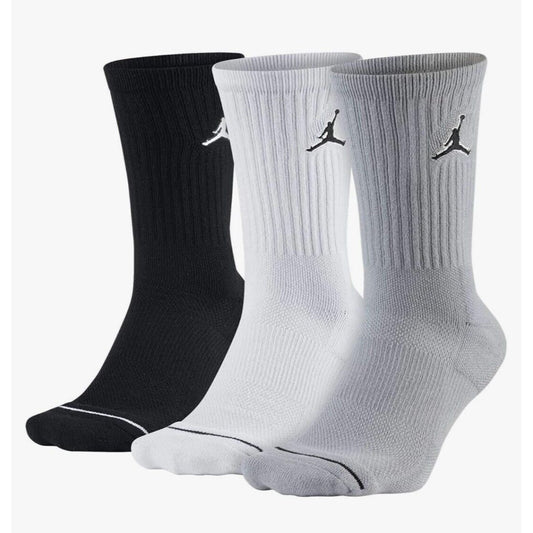 Nike Jordan DX9632 914 Everyday Crew Socks Mens 3 Pairs Black White Grey SZ L