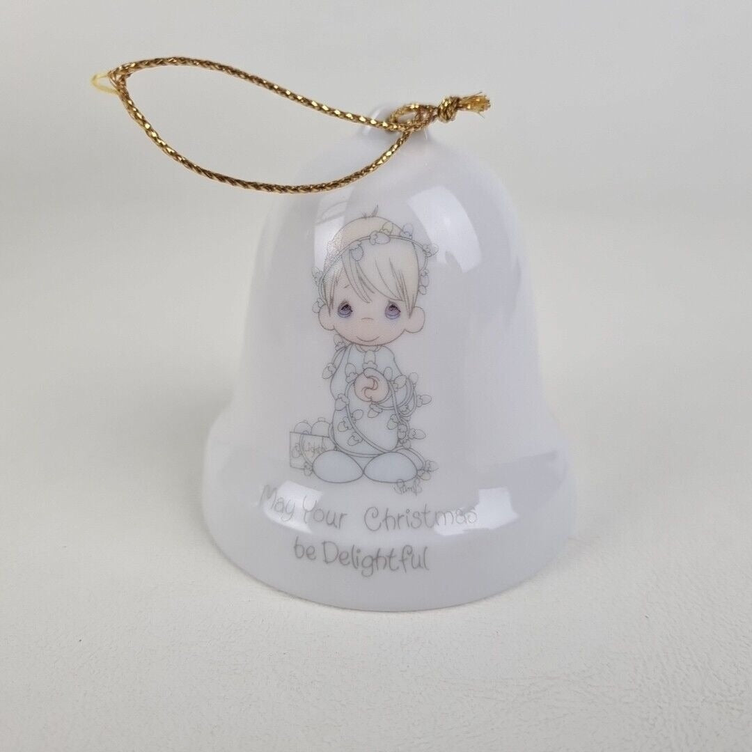 Precious Moments 25143 Hanging Bell Set/4 Christmas Porcelain Angel Ornaments