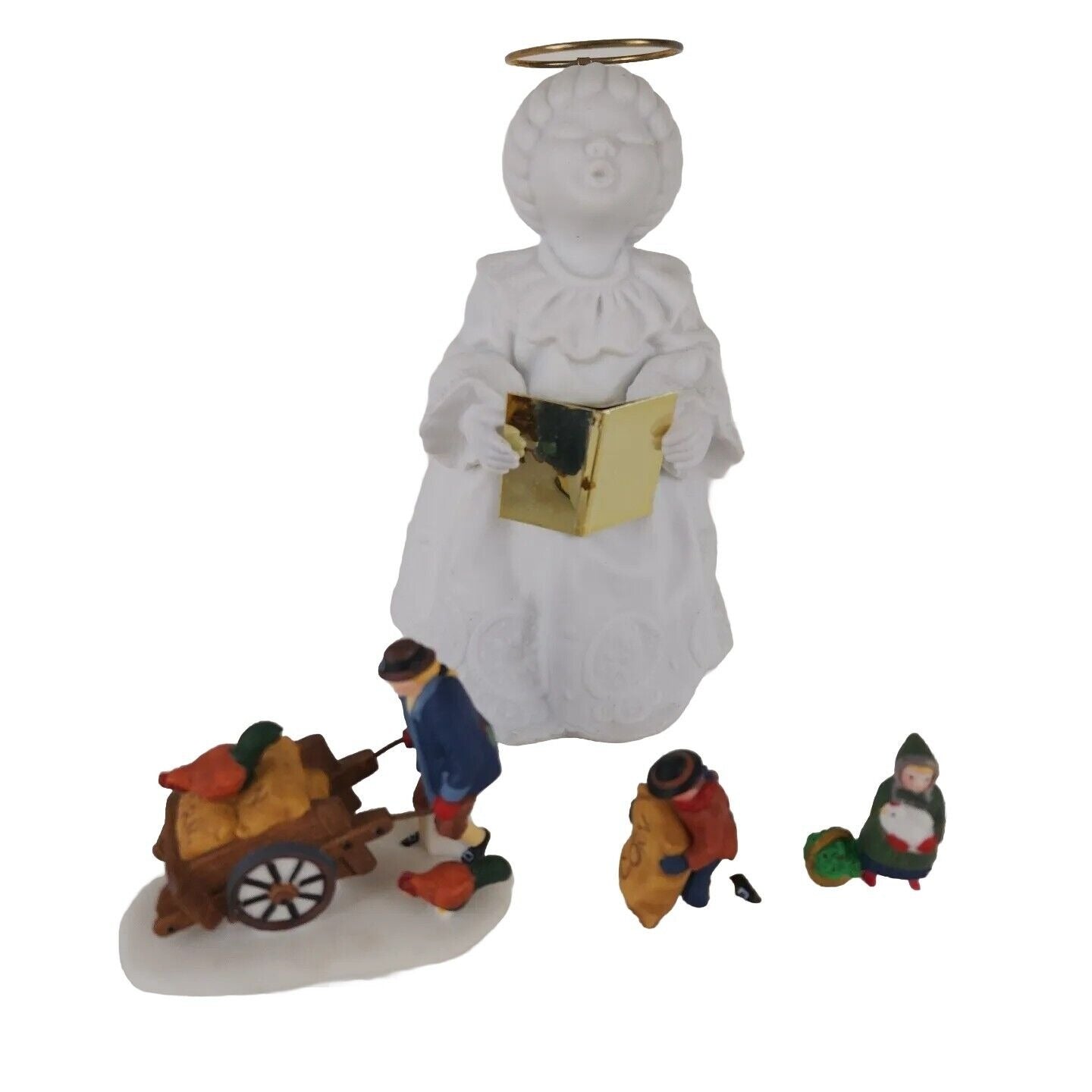 Department 56 Winter Silhouette Caroling Angel Brass Halo 6770-9 + Harvest Seed