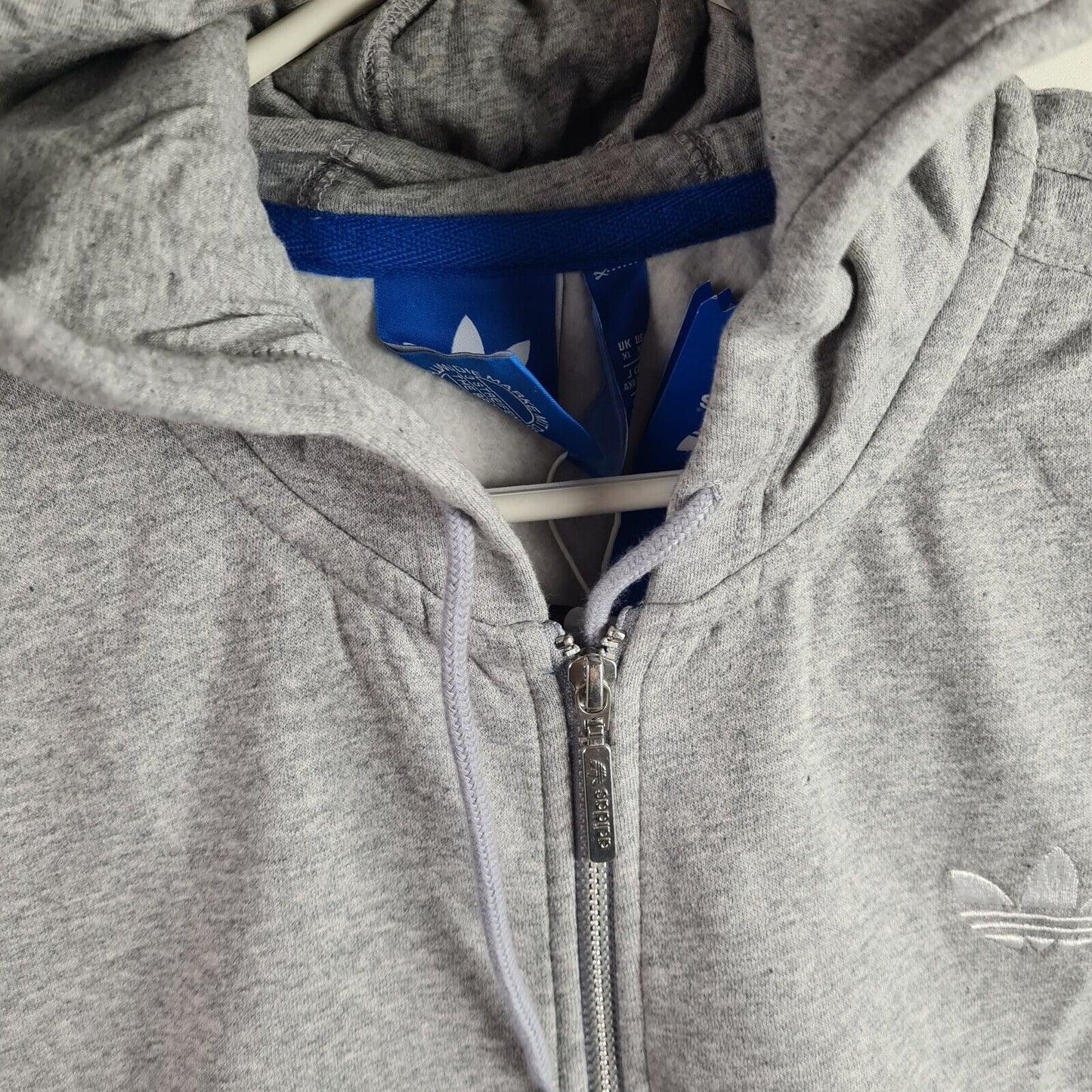 Adidas D84090 Trefoil SPO Hooded FLOC Fleece Sweatshirt Grey Men Size 2XL