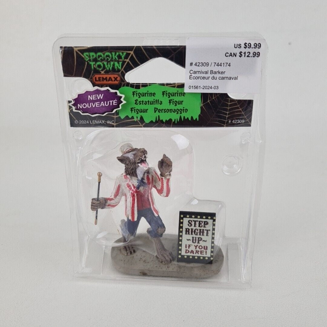 LEMAX Carnival Barker Wolf Figurine 42309 Spooky Town Halloween Village