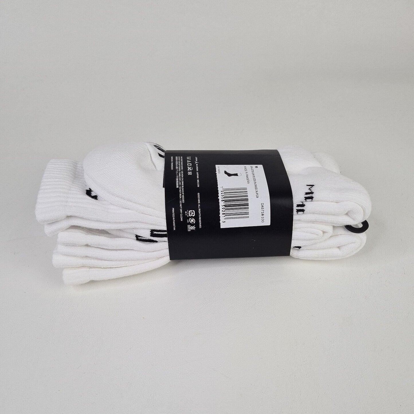 Nike Jordan Essential Crew 3 Pack Socks DA5718 100 Dri-Fit White Size Men 6-8