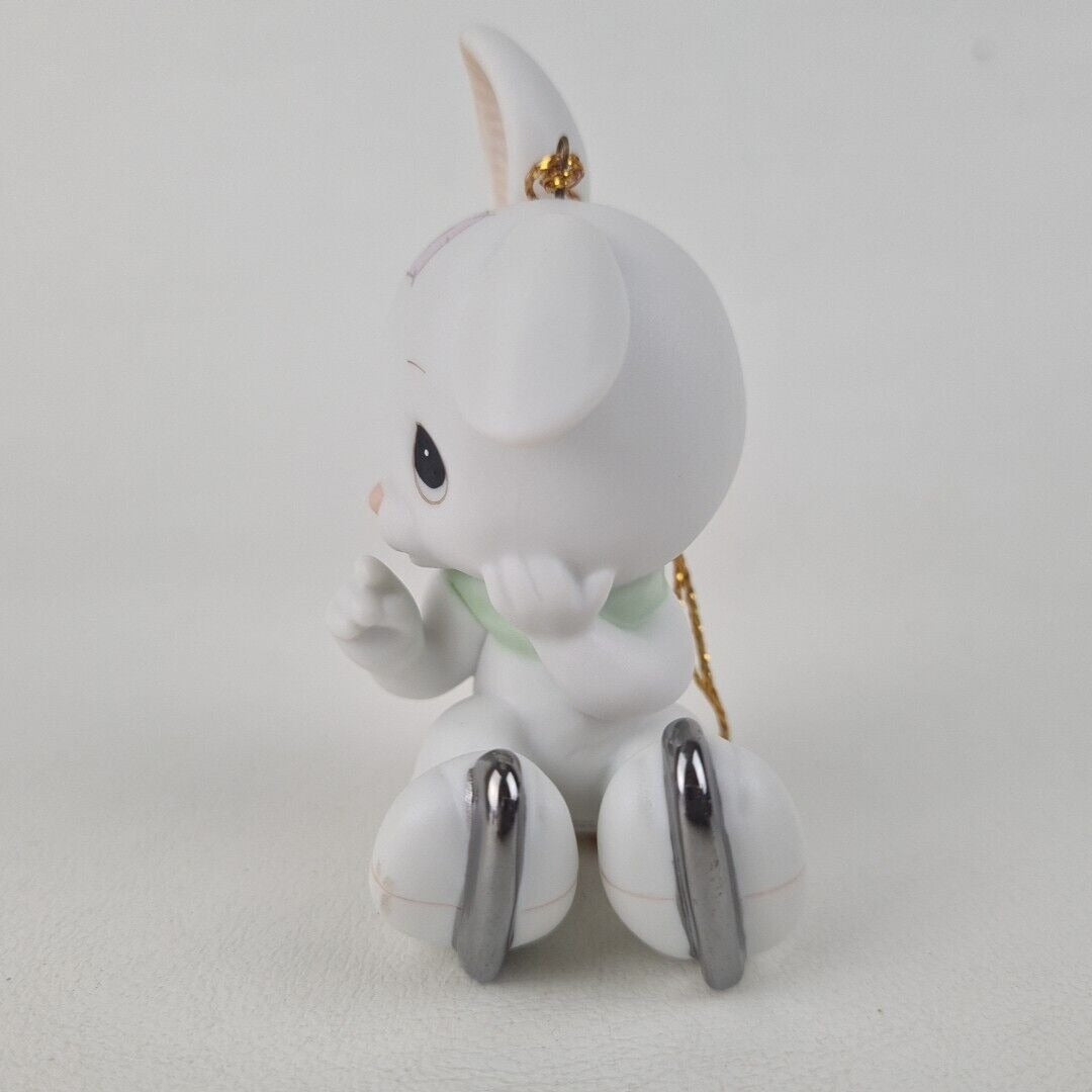 Precious Moments 1991 Rabbit on Skates 520438 Porcelain Christmas Ornament