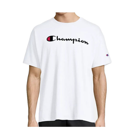 Champion 549465 Heritage Short Sleeve Men Tee Shirts White Logo Casual Size M