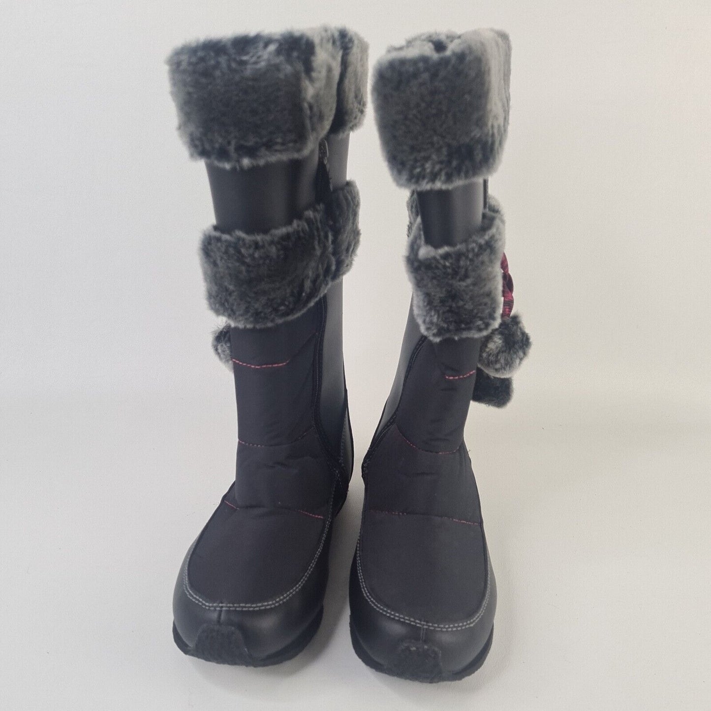 TIMBERLAND Winter Berry Tall Fur Boot Black Leather 59997 Sz Girls 5.5 = 7 Women