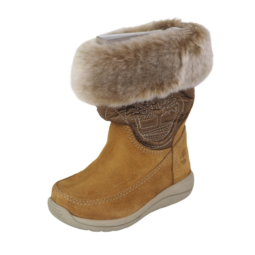 Timberland Toddlers Boots Winter HLBRY 33806 Tall Fur Leather Tall Wheat Sz 4