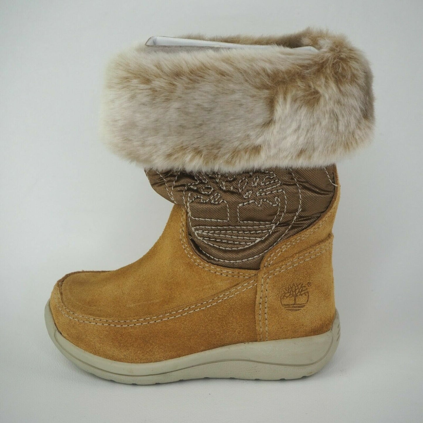 Timberland Toddlers Boots Winter HLBRY 33806 Tall Fur Leather Tall Wheat Sz 4