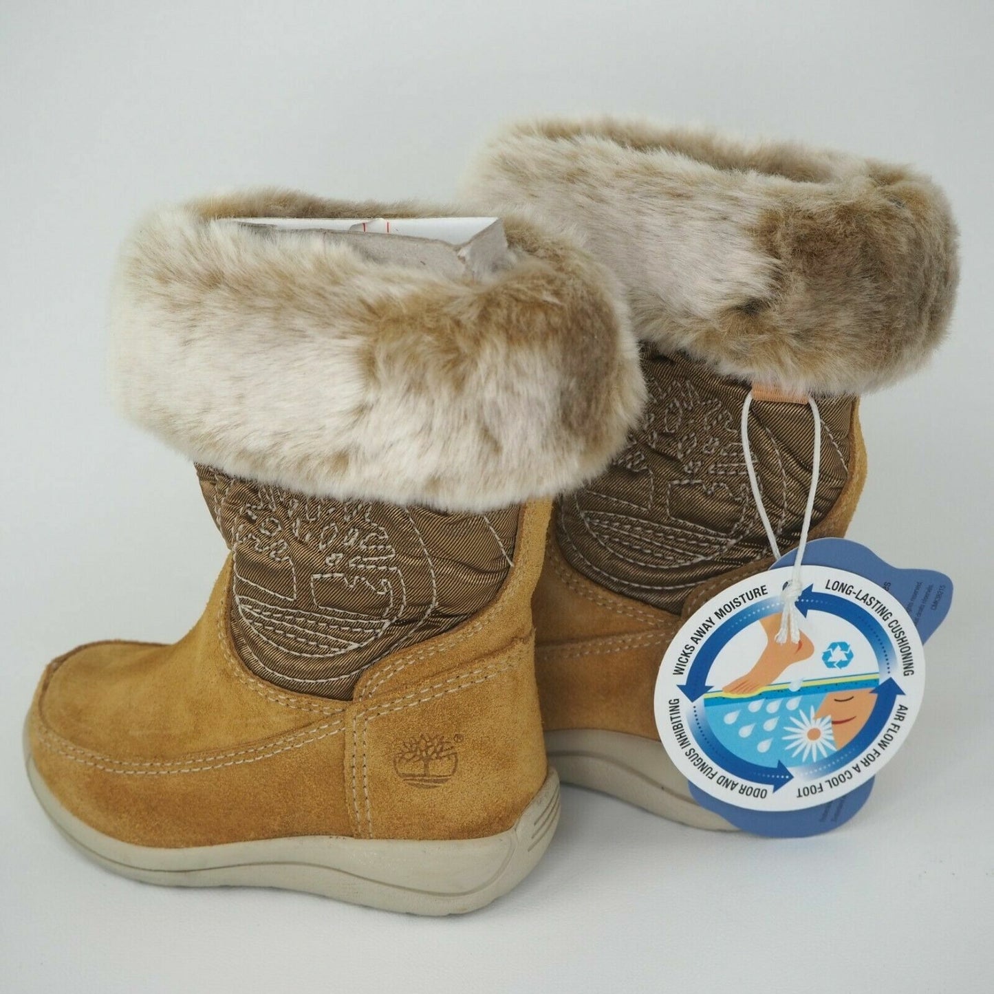 Timberland Toddlers Boots Winter HLBRY 33806 Tall Fur Leather Tall Wheat Sz 4