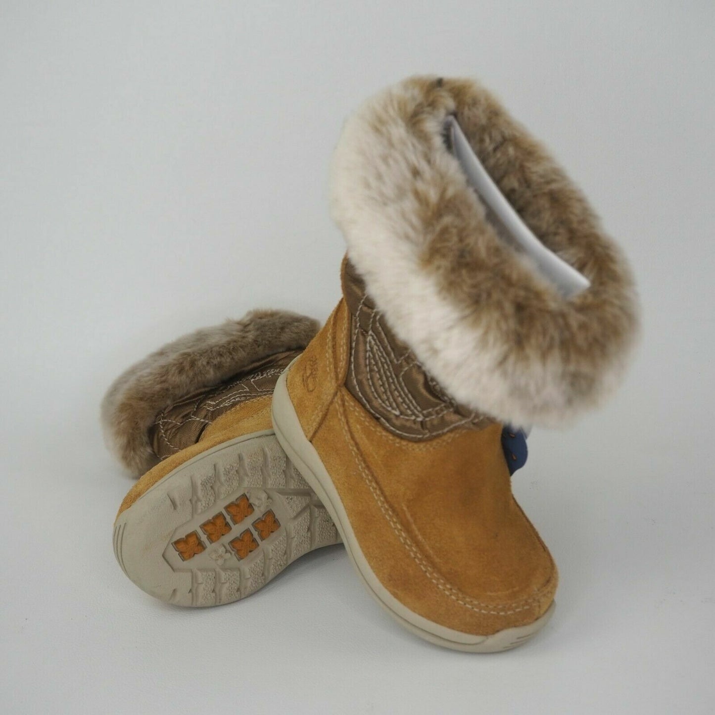 Timberland Toddlers Boots Winter HLBRY 33806 Tall Fur Leather Tall Wheat Sz 4