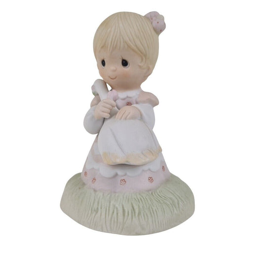 Precious Moments E-5213 Girl W/ Goose In Lap Porcelain Figurine Vintage