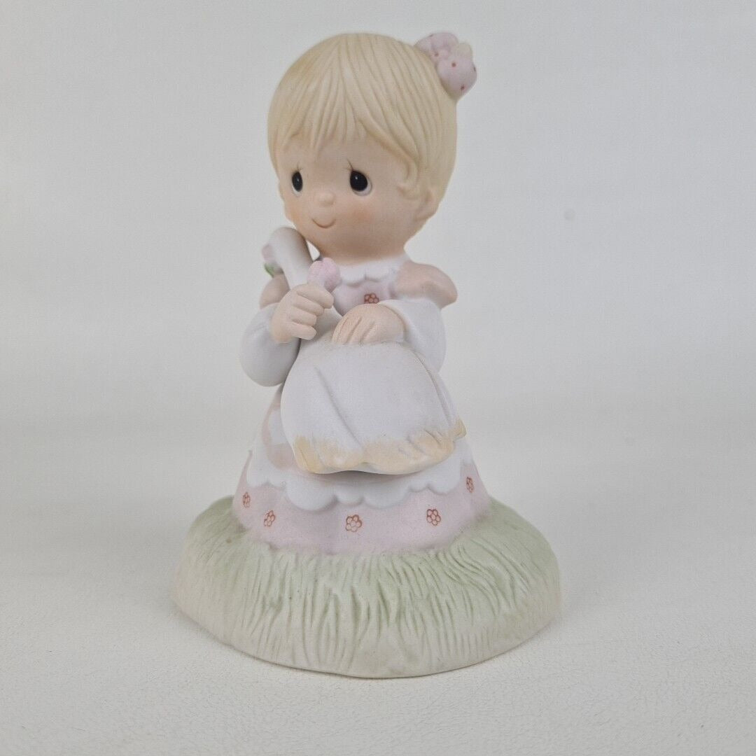 Precious Moments E-5213 Girl W/ Goose In Lap Porcelain Figurine Vintage