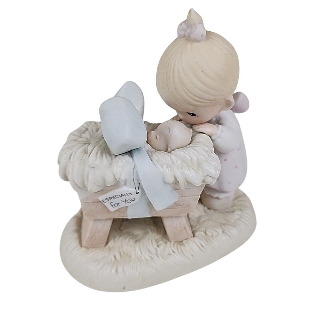 Precious Moments E-0507 GOD SENT HIS SON Girl Looking Into Jesus Figurine