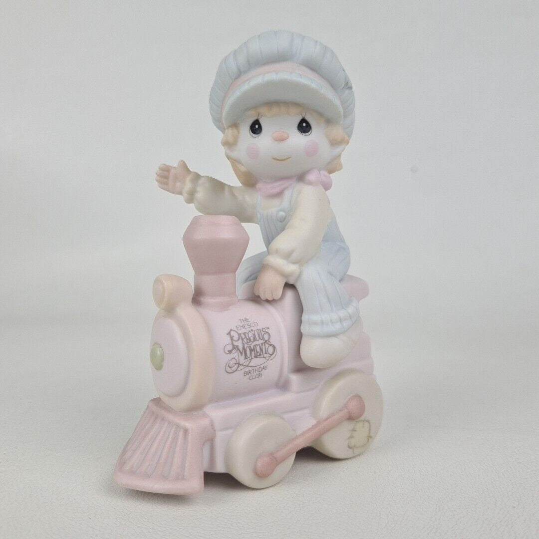 Precious Moments B0007 All Aboard For Birthday Club Fun Train 1992 Membership