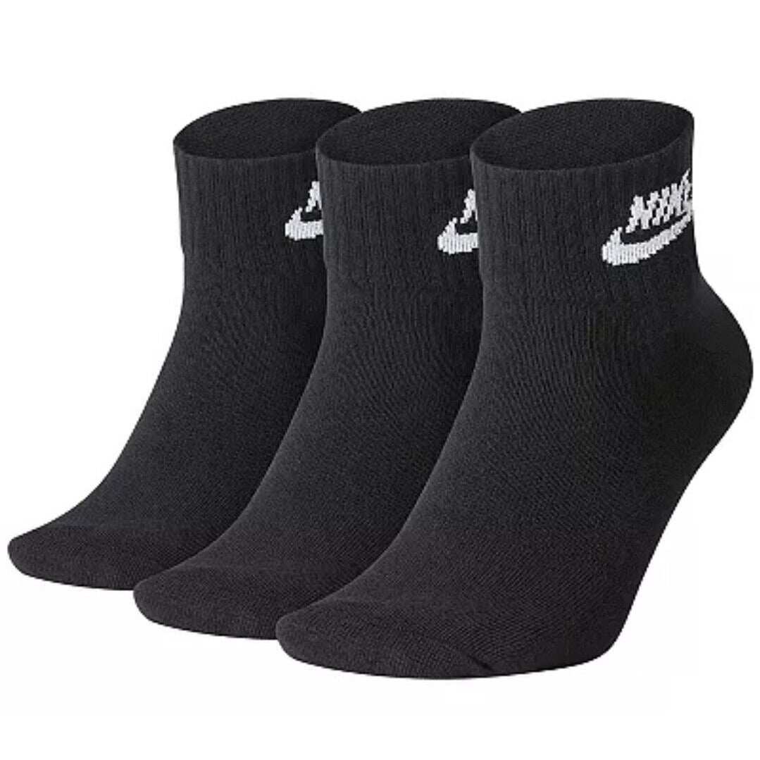 Nike Everyday Essential Ankle Unisex Socks 3 Pack DX5074 010 Black Size M